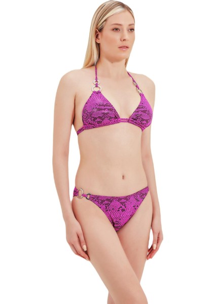 Aksesuar Detaylı Pembe Bikini Takım