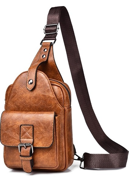 Rahat Retro Erkek Göğüs Çantası Büyük Kapasiteli Su Geçirmez Crossbody Çanta Üst Düzey Omuz Çantası (Yurt Dışından)