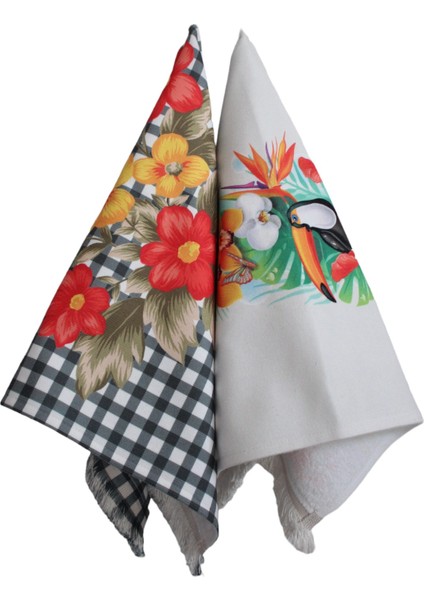 Saçaklı Baskılı Su Emici Yumuşak El ve Yüz Havlu Seti 40X60 cm