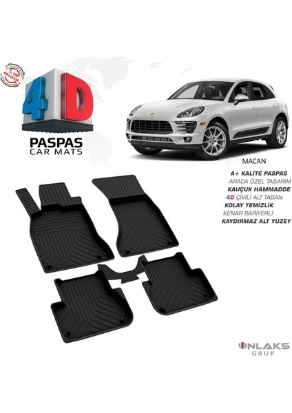 Porsche Macan 4d Havuzlu Paspas 2018 ve Üzeri