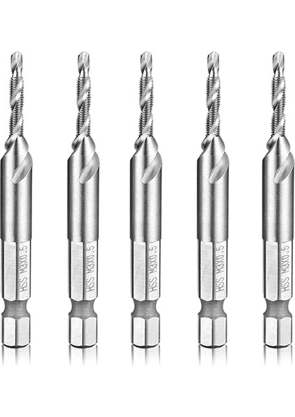 5 Adet M 3 x 0,5 Metrik Hss 4341 Ahşap Plastik ile Uyumlu 1/4 Inç Hex'li Kombinasyon Matkap ve Kılavuz Ucu (Yurt Dışından)