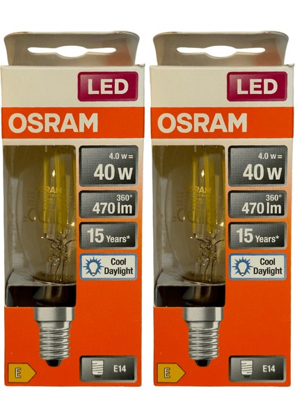 4W (40W) 6500K (Beyaz Işık) E14 Duylu Eski Tip Görünümlü LED Ampul (2 Adet)