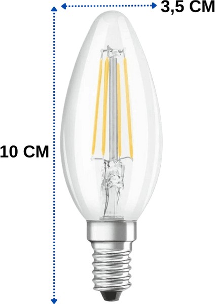 4W (40W) 6500K (Beyaz Işık) E14 Duylu Eski Tip Görünümlü LED Ampul (2 Adet)
