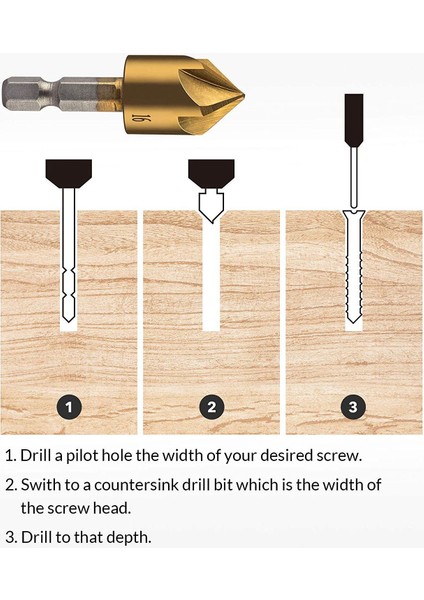 Adet 1/4 Inç Hex Shank Havşa Matkap Uçları Merkezi Punch Seti Hss 5 Flüt Havşa 90 Derece Merkezi Punch Aracı Setleri (Yurt Dışından)