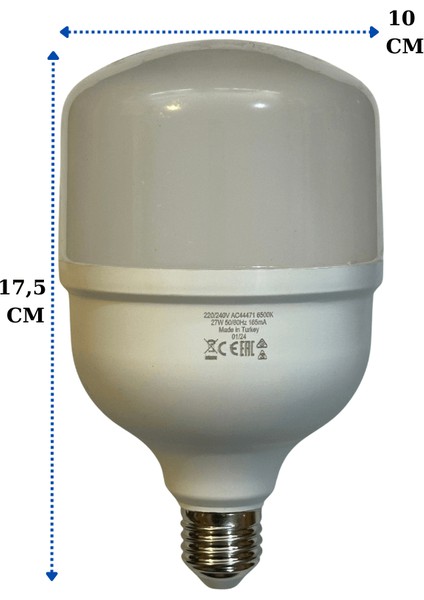 27W (152W) 6500K (Beyaz Işık) E27 Duylu LED Torch Ampul