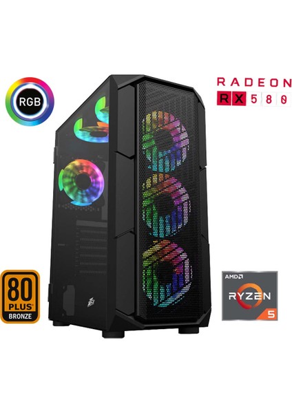 XSR446 Ryzen 5 5600 16GB Ram 512GB M.2 Nvme SSD 8gb RX580 Ekran Kartı Oyun Bilgisayarı