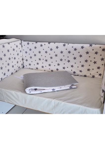 Babynest Dünyası 60X120 Beşik 4 Kenar Koruma Takımı Çift Yönlü ve Süngerli Fermuarlı Astarlı B.yıldız