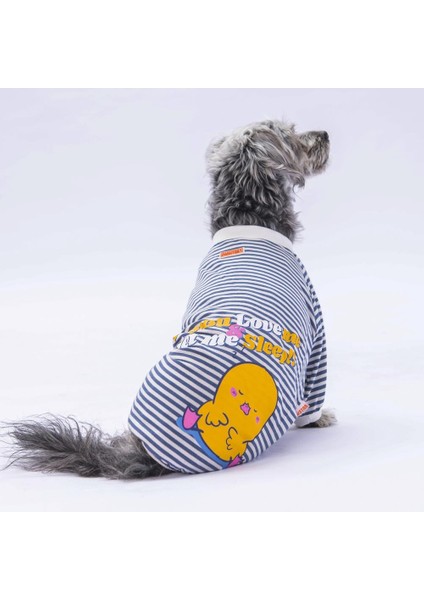 Lacivert Let Me Sleep Kedi Köpek Pijaması - Kedi Köpek Tulumu - Kedi Köpek Kıyafeti