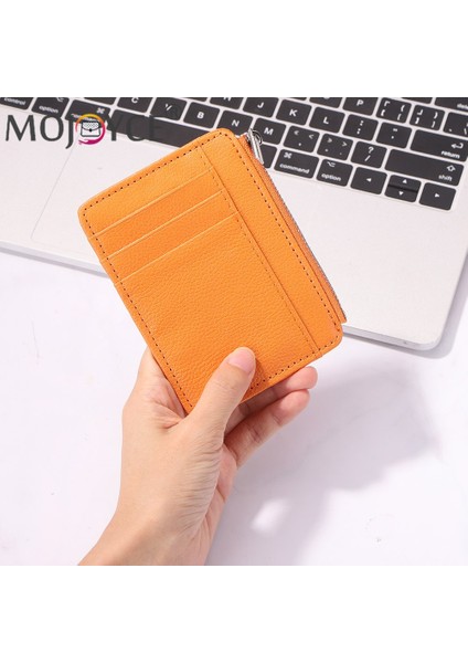 Kadın Vintage Pu Deri Bozuk Para Cüzdanı Basit Moda Litchi Desen Iş Erkekler Kart Tutucu Taşınabilir Düz Renk Fermuar Cüzdan (Yurt Dışından)