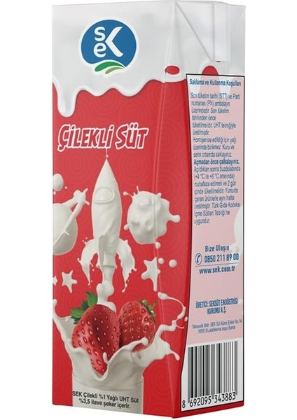 %1 Yağlı Çilekli Süt 180 ml x 27