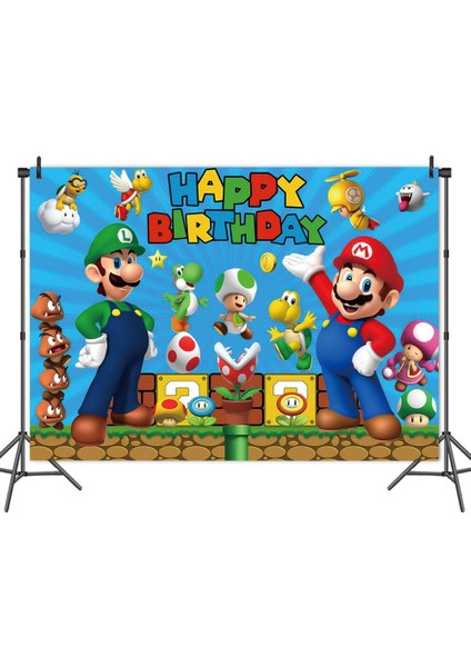 Yeni Orijinal Süper Mario Parti Doğum Günü Arka Plan Kumaş Tema Düzeni Anime Figürü Yoshi Bebek Dekorasyon Malzemeleri Çocuklar Hediyeler (Yurt Dışından) fiyatları