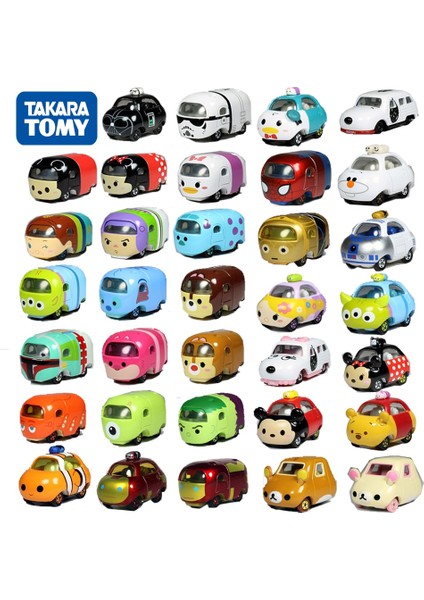 Takara Tomy Arabalar Disney Mickey Minnie Mouse Pooh Ayı Demir Adam Karışık Snoopy Olaf Darth Vader Model Auto Kinderen Speelgoed (Yurt Dışından)