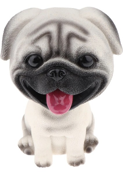 Mini Reçine Bobble-Head Köpek Heykelcik Araba / Ev Iç Dekorasyon Süsleme, Çocuk Oyuncak Hediye - Pug (Yurt Dışından)