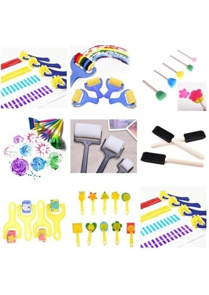 Çocuklar Boyama Sünger Fırçalar Plastik Saplı Mühür Sünger Çizim Fırçası Eğitici Oyuncak Eğlenceli Grafiti Boya Çocuk Oyuncak (Yurt Dışından)