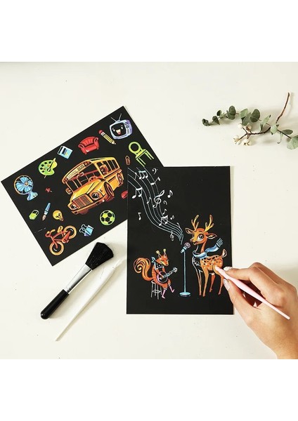 20X14 cm 4 Adet Dıy Çocuk Kazıma Boyama Çizim Oyuncaklar Karikatür Hayvanlar Peri Masalı Rüya El Yapımı Boyama Öğrenmek Boyama Oyuncaklar (Yurt Dışından)
