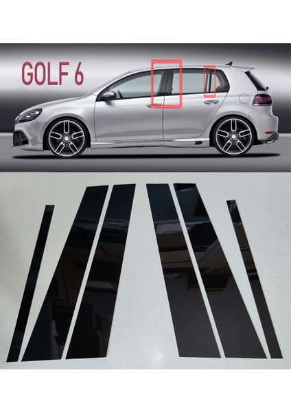 Golf 6 Kapı Direği Kaplama - Golf 6 Piano Black Aksesuar Kaplama Trim