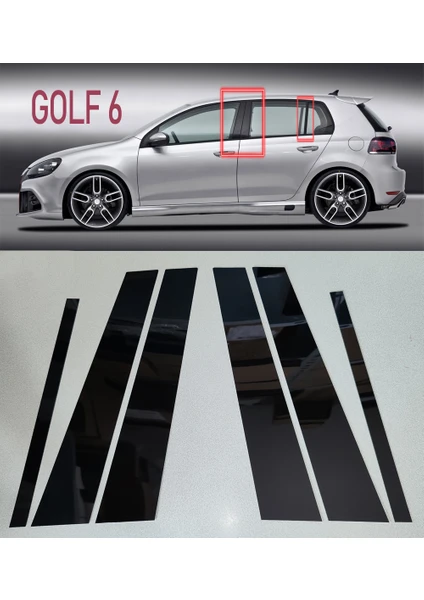 Golf 6 Kapı Direği Kaplama - Golf 6 Piano Black Aksesuar Kaplama Trim