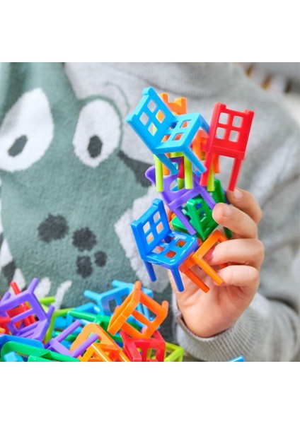 18 Adet Mini Sandalye Denge Blokları Oyuncak Plastik Montaj Blokları Istifleme Sandalyeler Oyunu Çocuk Eğitici Oyun Dengeleme Eğitim Oyuncak (Yurt Dışından) modelleri
