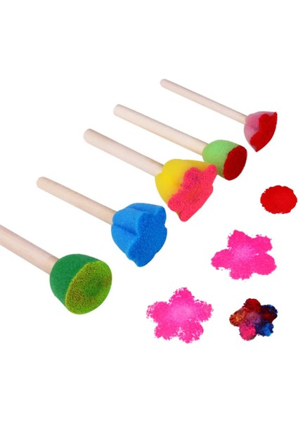 2020 Oyuncaklar Çocuklar Için 5 Adet/grup Ahşap Diy Boyama Sünger Fırça Oyuncak Kolu Bebek Eğitici Doodle Çizim Graffiti Araçları (Yurt Dışından)