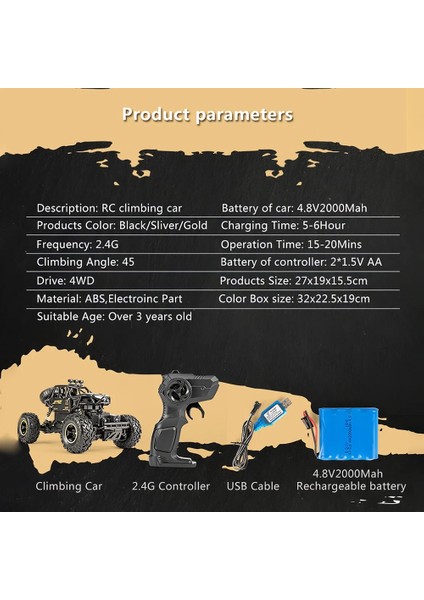 1/16 4WD Rc Araba Alaşım Off-Road Buggy 2.4 Ghz 15 Km/saat Yüksek Hızlı Tırmanma Araba Rtr Kontrol Kamyonlar Boys Oyuncaklar Çocuklar Için (Yurt Dışından)