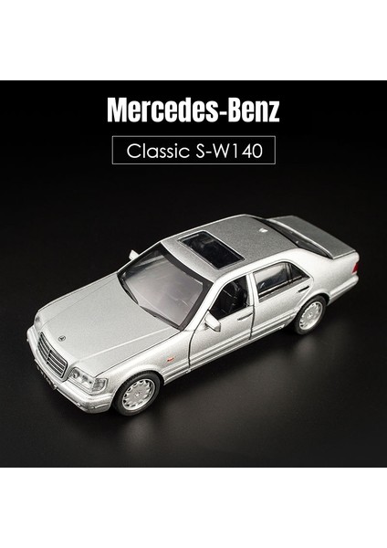 1/32 Mercedes-Benz S-W140 Klasik Oyuncak Araba Modeli Döküm Alaşımlı Minyatür Ses ve Işık (Yurt Dışından) fırsatları