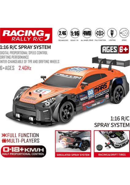 2.4g Drift Rc Araba 4WD Yüksek Hızlı Rc Drift Araba Oyuncak Uzaktan Kumanda Model Araç Araba Rc Araç Oyuncak Işık ve Sprey ile Çocuk Için (Yurt Dışından) fiyatları