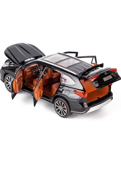 1/24 Highlander Model Araba, Çinko Alaşımı Geri Çekin Oyuncak Araba Çocuklar Için Ses ve Işık ile Erkek Kız Hediye (Siyah)1 (Yurt Dışından)