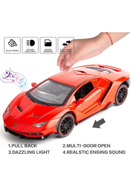 Pres Döküm Model Araba 1/24 Lamborghini LP770 Model Araçlar Için Uyumlu Geri Çekin Oyuncak Araba Ses ve Işık ile Çocuklar Için Koleksiyon Boys Hediye (Kırmızı)1 (Yurt Dışından) modelleri