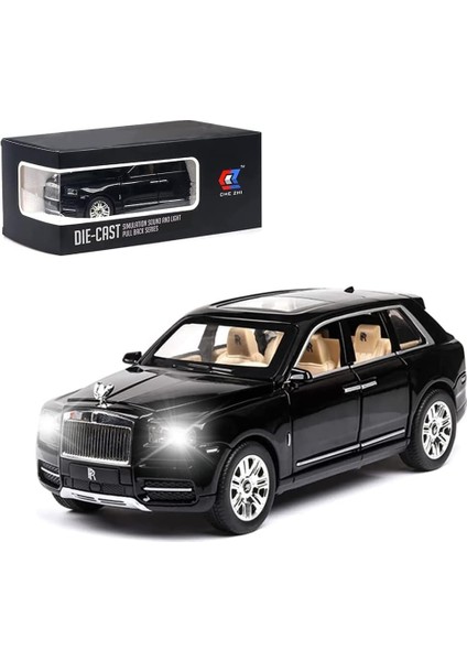 Zarif Araba Modeli 1/24 Rolls-Royce Cullınan Model Araba, Çinko Alaşımlı Geri Çekin Oyuncak Araba Çocuklar Için Ses ve Işık ile Erkek Kız Hediye. (Siyah-Cullınan)1 (Yurt Dışından)