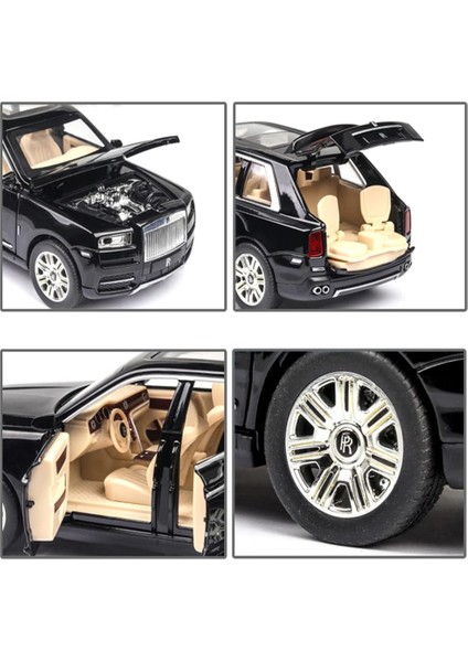 Zarif Araba Modeli 1/24 Rolls-Royce Cullınan Model Araba, Çinko Alaşımlı Geri Çekin Oyuncak Araba Çocuklar Için Ses ve Işık ile Erkek Kız Hediye. (Siyah-Cullınan)1 (Yurt Dışından)