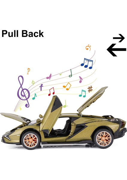 Oyuncak Arabalar Lambo Sian Fkp3 Işıklı ve Sesli Metal Model Araba Geri Çekmeli Oyuncak Araba 3+ Yaş Erkek Çocuklar Için (Ordu Yeşili)1 (Yurt Dışından) fırsatları