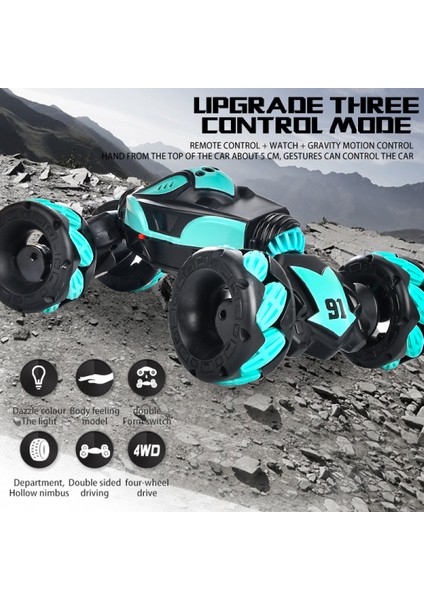 Elektrikli Rc Araba - 2.4g 4WD Rc Dublör Araba, Joystick Kontrolü, Hareket Algılama, 2 Şarj Edilebilir Pil, Erkekler ve Kızlar Için Hediye 6+1 (Yurt Dışından)