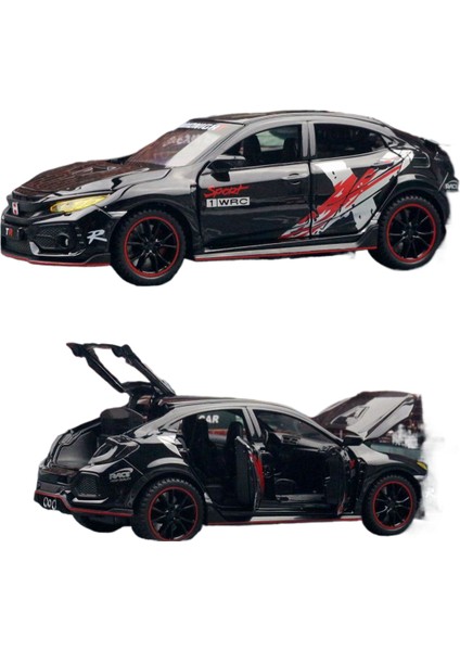 1/32 Honda Civic Type R Çocuk Oyuncak Araba Döküm Minyatür Modeli, Ses ve Işık Koleksiyonunu Açmak Için Arka Kapıyı Çekin (Yurt Dışından)
