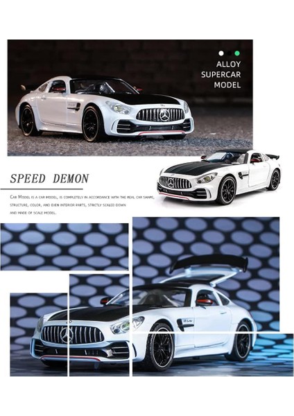 Zarif Araba Modeli 1/24 Benz Amg Gtr Oyuncak Arabalar Model Araba, Çinko Alaşımı Ses ve Işık ile Geri Çekin Oyuncak Araba Çocuklar Erkek Kız Hediye Için. (Beyaz)1 (Yurt Dışından) fırsatları
