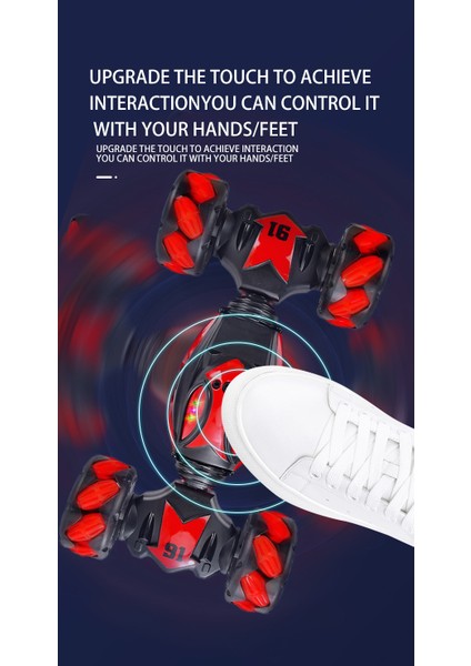 Elektrikli Rc Araba - 2.4g 4WD Rc Dublör Araba, Joystick Kontrolü, Hareket Algılama, 2 Şarj Edilebilir Pil, Erkekler ve Kızlar Için Hediye 6+1 (Yurt Dışından)