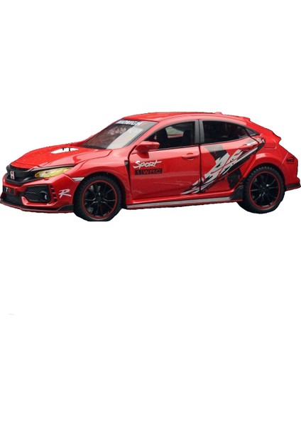 1/32 Honda Civic Type R Çocuk Oyuncak Araba Döküm Minyatür Modeli, Ses ve Işık Koleksiyonunu Açmak Için Arka Kapıyı Çekin (Yurt Dışından)