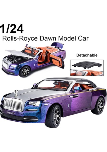 Yeni Sürüm - Zarif Araba Modeli 1/24 Rolls-Royce Şafak Model Araba, Çinko Alaşımlı Yetişkinler ve Çocuklar Için Ses ve Işık ile Geri Çekin Oyuncak Araba Hediye. (Mor)1 (Yurt Dışından)