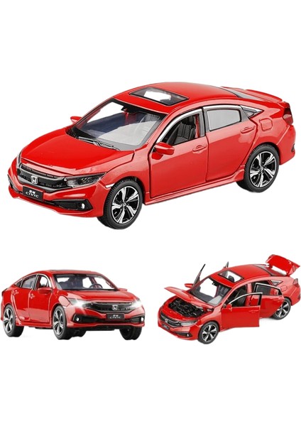 1/32 Honda Civic Type R Çocuk Oyuncak Araba Döküm Minyatür Modeli, Ses ve Işık Koleksiyonunu Açmak Için Arka Kapıyı Çekin (Yurt Dışından)