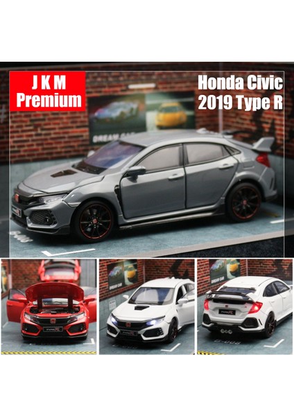 1/32 Honda Civic Type R Çocuk Oyuncak Araba Döküm Minyatür Modeli, Ses ve Işık Koleksiyonunu Açmak Için Arka Kapıyı Çekin (Yurt Dışından)