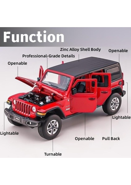 1:32 Jeep Wrangler Sahara Döküm Oyuncak Araba Modeli Suv Minyatür Filibir Kapılar Açık (Yurt Dışından)