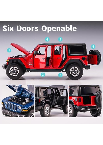 1:32 Jeep Wrangler Sahara Döküm Oyuncak Araba Modeli Suv Minyatür Filibir Kapılar Açık (Yurt Dışından)