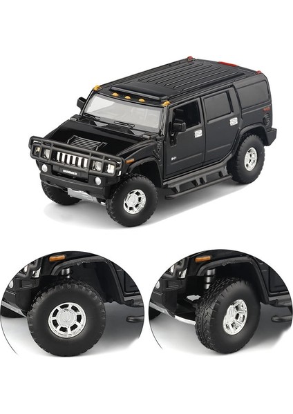 1/32 Hummer H2 Suv Off-Road Oyuncak Araba Jkm Döküm Metal Minyatür Model Ses ve Işık Kapısı Açılabilir (Yurt Dışından) modelleri