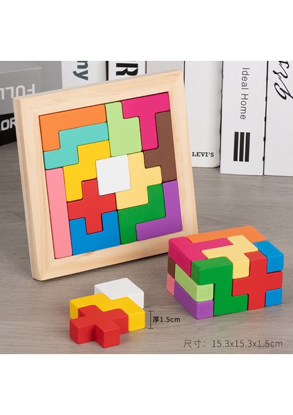 Ahşap Bloklar Bulmaca Zeka Oyunları Oyuncak Tangram Yapboz Zeka Renkli 3D Rus Blokları Oyunu Montessori Çocuklar Için Eğitici Hediye1 (Yurt Dışından)