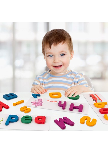 Yazım Eğitici Oyuncak, Eşleşen Flash Kart Harfler Ahşap Renkler Abc Alfabe Oyunu Montessori Okul Öncesi Eğitim Hediye1 (Yurt Dışından)