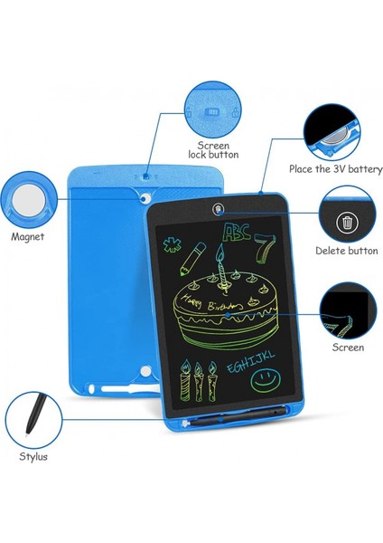 LCD Yazma Tableti 10 Inç Yürüyor Doodle Tahtası, Renkli Çizim Tableti, Silinebilir Elektronik Boyama Pedleri, Eğitim ve Öğrenme Çocuk Oyuncak, Mavi1 (Yurt Dışından)