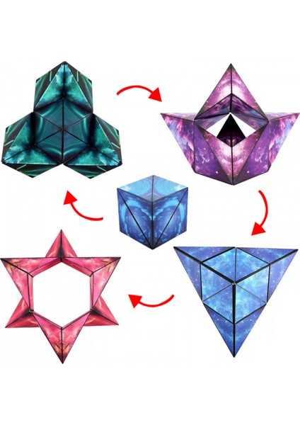 Değişken Üç Boyutlu Geometrik Manyetik Yapı Taşları, Manyetik Değiştirilebilir Dekompresyon Oyuncağı, Kendinize Veya Arkadaşlarınıza Hediye Olarak (Yıldızlı Mavi)1 (Yurt Dışından)