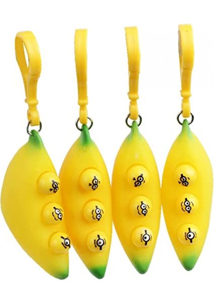 Anksiyete ve Stresi Azaltan Muz Sıkma Squishy Muz Kolye Oyuncaklar, Fidget Oyuncaklar Fasulye Sıkma Anahtarlık Kolye Cep Telefonu Zinciri Bezelye1 (Yurt Dışından)