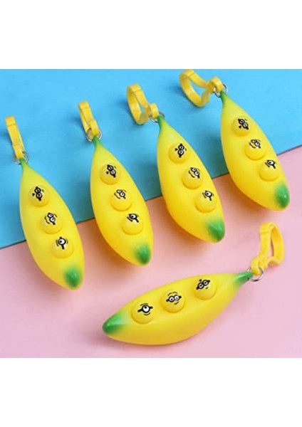 Anksiyete ve Stresi Azaltan Muz Sıkma Squishy Muz Kolye Oyuncaklar, Fidget Oyuncaklar Fasulye Sıkma Anahtarlık Kolye Cep Telefonu Zinciri Bezelye1 (Yurt Dışından)