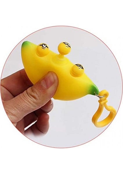 Anksiyete ve Stresi Azaltan Muz Sıkma Squishy Muz Kolye Oyuncaklar, Fidget Oyuncaklar Fasulye Sıkma Anahtarlık Kolye Cep Telefonu Zinciri Bezelye1 (Yurt Dışından)