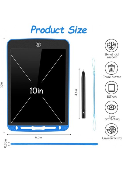 LCD Yazma Tableti 12 Inç Yürümeye Başlayan Çocuk Doodle Tahtası, Renkli Çizim Tableti, Silinebilir Elektronik Boyama Pedleri, Eğitim ve Öğrenme Çocuk Oyuncak, Mavi1 (Yurt Dışından)
